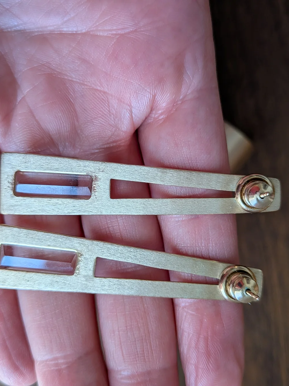 Gold Plated Geometric Ring and Earring Set with Clear Crystal - Like New!